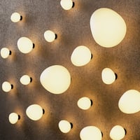 Image 1 of Asymmetrical Egg Shape Glass White Globe Wall Sconce
