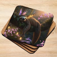 Sloth Sunning In Fairy Land Cork-back Coaster
