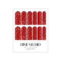 Image 4 of CLASSIC  RED BANDANA PAISLEY NAIL DECALS 