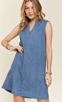 Image 2 of SLEEVELESS WASHED DENIM DRESS 