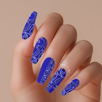 Image 1 of CLASSIC ROYAL BLUE BANDANA NAIL DECALS 