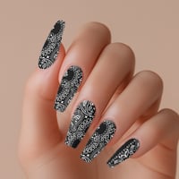 Image 1 of CLASSIC BLACK BANDANA PAISLEY NAIL DECALS 