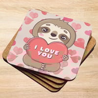I Love You Sloth Cork-back coaster