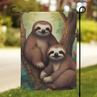 Two Sloths In The Forest Garden Flag
