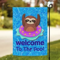 Welcome To The Pool Sloth Garden Flag