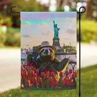 Sloth Visiting New York Garden Flag