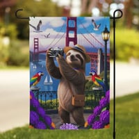 Sloth Visits The Golden Gate Bridge Garden Flag