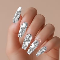 Image 1 of  CLASSIC WHITE/CLEAR  BANDANA PAISLEY  NAIL DECALS 