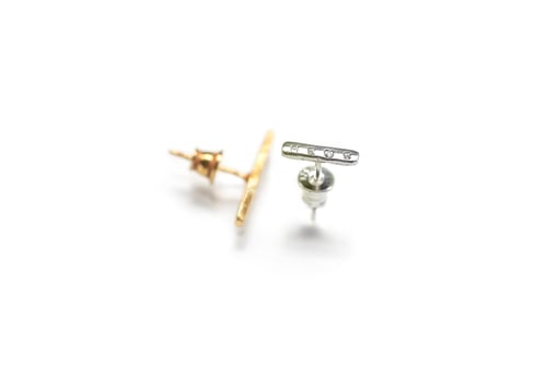 Image of MINI silver earrings with gilding and without with inscription in Latin