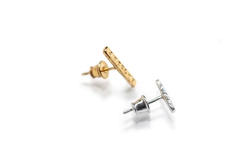 Image of MINI silver earrings with gilding and without with inscription in Latin