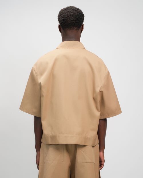 Image of Beige Cotton Gabardine Shirt