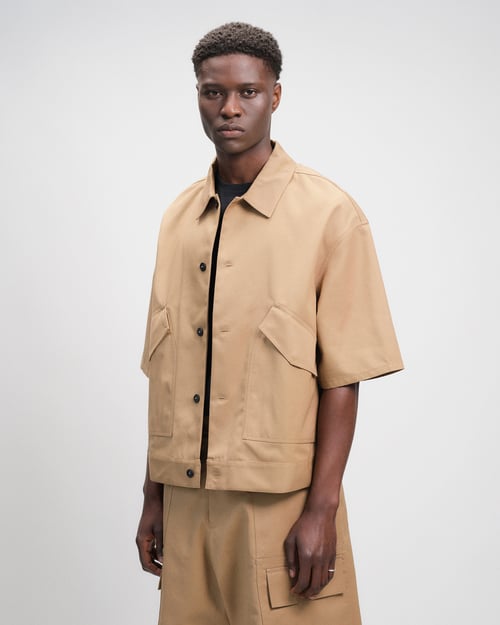 Image of Beige Cotton Gabardine Shirt