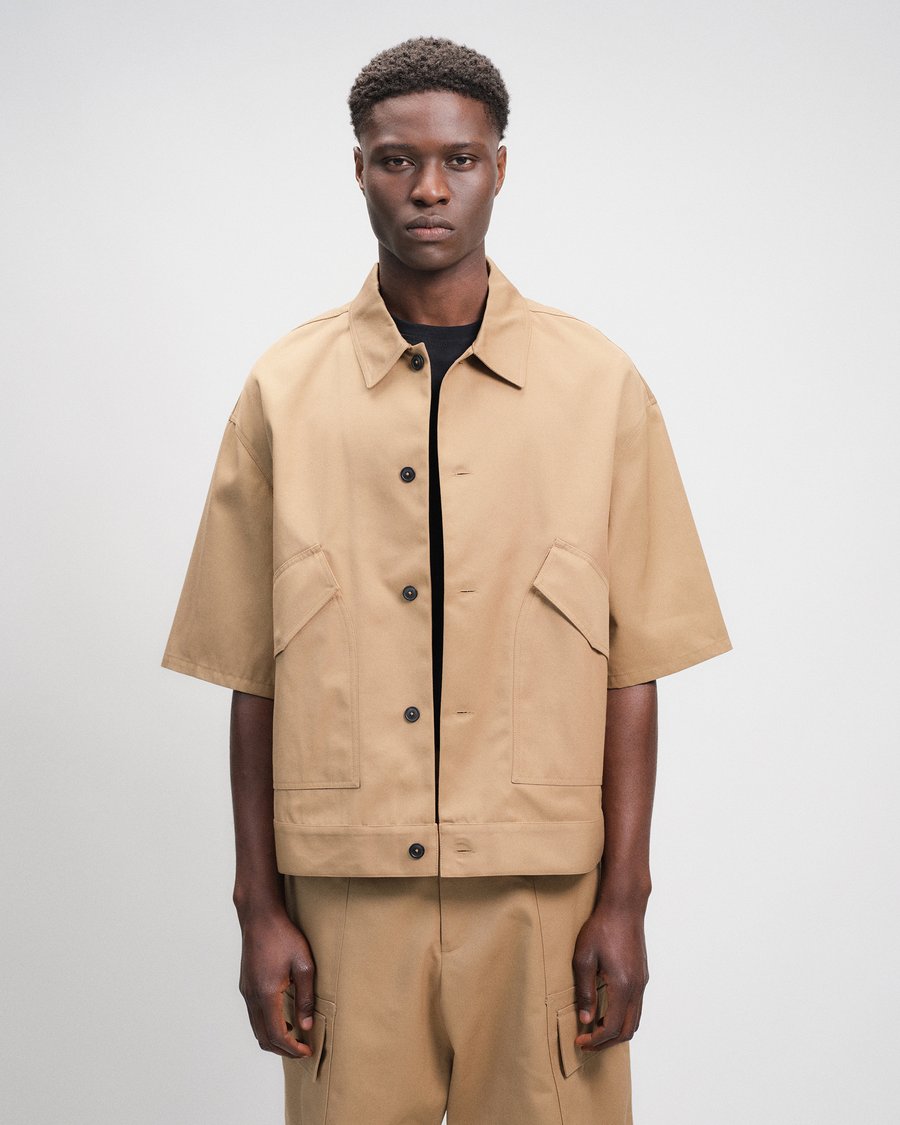 Image of Beige Cotton Gabardine Shirt