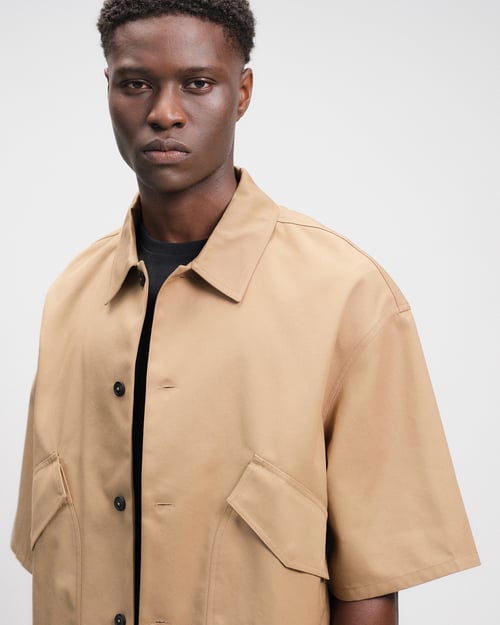 Image of Beige Cotton Gabardine Shirt