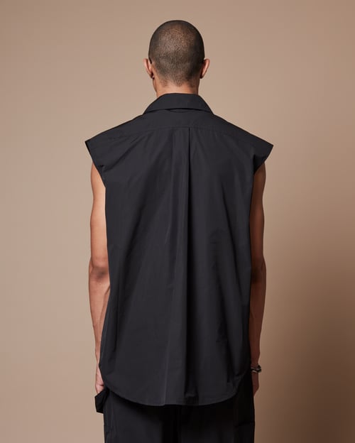 Image of Black Nylon Utility Sleeveless Shirt