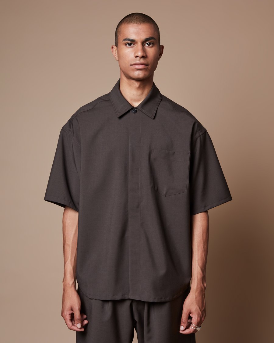 Image of Brown Wool / Mohair Minimal Shirt