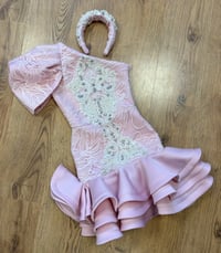 Pink one sleeve ruffle dress 
