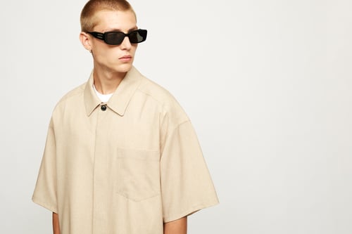 Image of Beige Wool Minimal Shirt