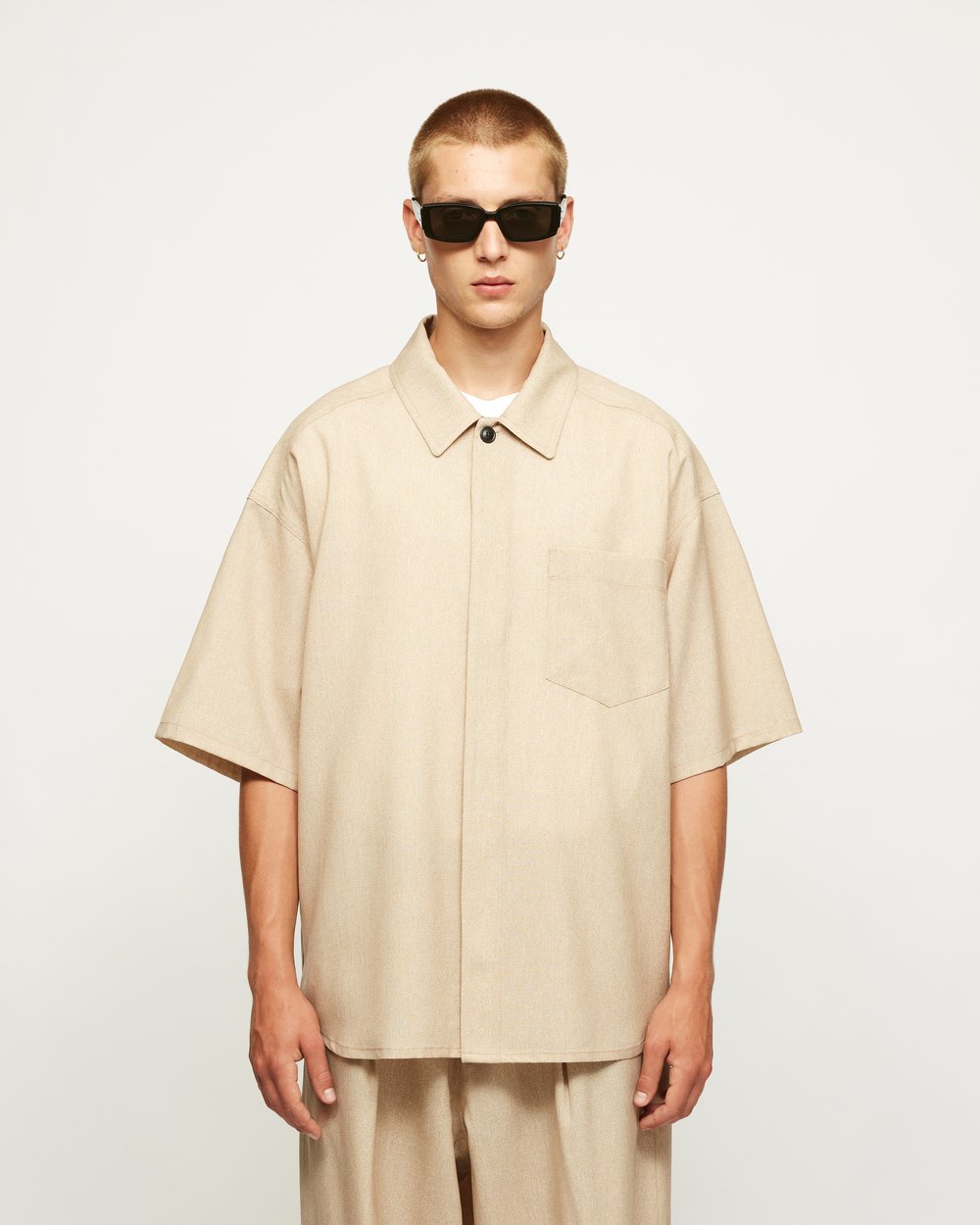 Image of Beige Wool Minimal Shirt