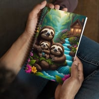 Sloth Family At The Cabin Spiral notebook