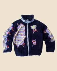 Image 1 of REWORKED NIKE 3D PUFF SKELETON NAVY SHERPA JACKET SIZE S / M