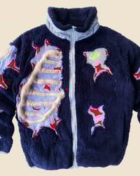 Image 3 of REWORKED NIKE 3D PUFF SKELETON NAVY SHERPA JACKET SIZE S / M