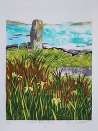 Image 2 of Polochar Standing Stone, South Uist, Outer Hebrides Print.