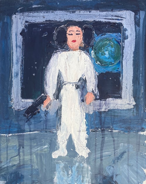 Image of Five space wars paintings (originals on canvas)