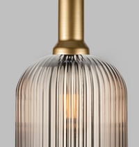 Image 4 of Smoke Gray Tinted Reeded Glass Minimalist Pendant Lighting