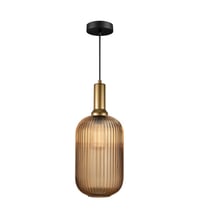 Image 2 of Amber Ribbed Glass Custom Made Modern Glass Pendant Light