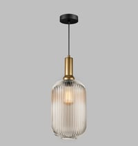 Image 1 of Organic Minimal Vertical Groves Clear Glass Pendant Light