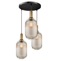 Image 2 of Organic Minimal Vertical Groves Clear Glass Pendant Light