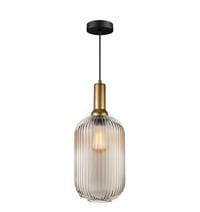 Image 3 of Organic Minimal Vertical Groves Clear Glass Pendant Light