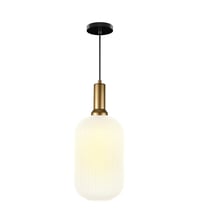 Image 4 of White Ribbed Glass Custom Made Pendant Light for Kitchen Island