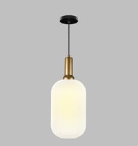 Image 1 of White Ribbed Glass Custom Made Pendant Light for Kitchen Island