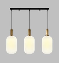 Image 5 of White Ribbed Glass Custom Made Pendant Light for Kitchen Island