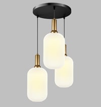Image 7 of White Ribbed Glass Custom Made Pendant Light for Kitchen Island