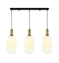 Image 6 of White Ribbed Glass Custom Made Pendant Light for Kitchen Island