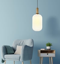 Image 3 of White Ribbed Glass Custom Made Pendant Light for Kitchen Island