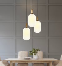 Image 10 of White Ribbed Glass Custom Made Pendant Light for Kitchen Island