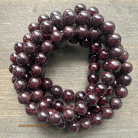 Image 1 of Garnet Beaded Bracelet, Root Chakra Stone, January Birthstone, Stretchy Bracelet, Boho Jewelry