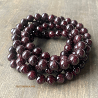 Image 2 of Garnet Beaded Bracelet, Root Chakra Stone, January Birthstone, Stretchy Bracelet, Boho Jewelry