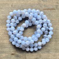 Image 1 of Blue Lace Agate Beaded Bracelet - Throat Chakra Stone, Spiritual, Gemstone Bracelet