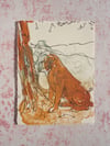 The Dog Beneath a Pine Tree (Close-Up), Stone Lithograph Print