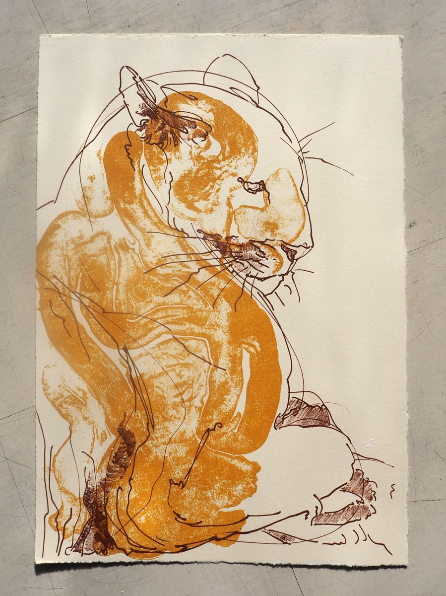 The Lounging Lion Stone Lithograph Print | Georgia Green