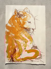 Image 2 of The Lounging Lion Stone Lithograph Print