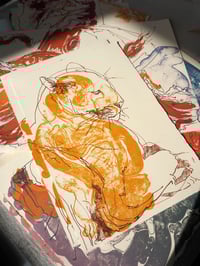 Image 1 of The Lounging Lion Stone Lithograph Print