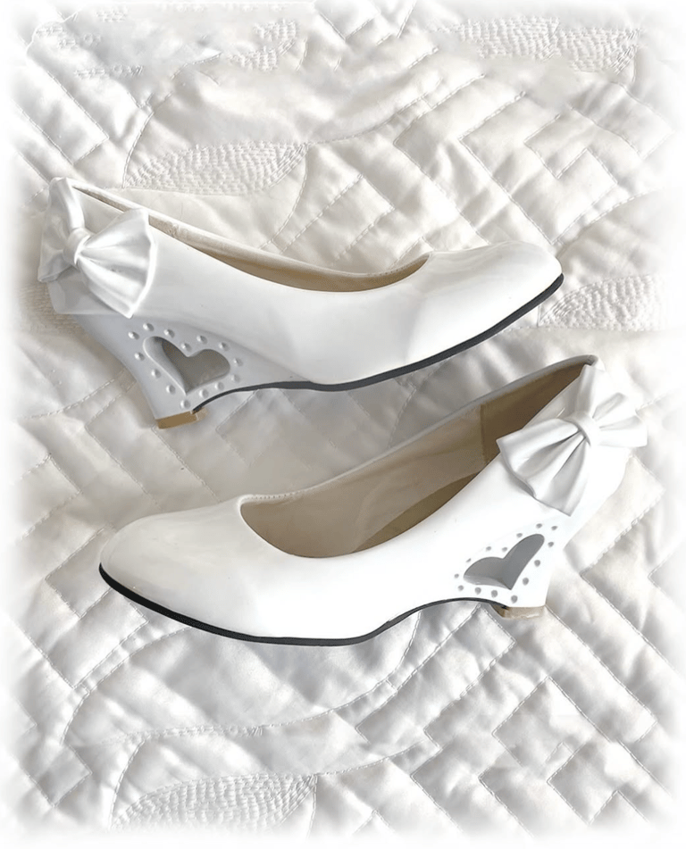 White Vinyle shaped heels