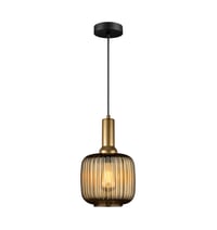 Image 2 of Amber Ribbed Glass Modern Pendant Lighting