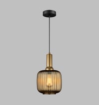 Image 1 of Amber Ribbed Glass Modern Pendant Lighting